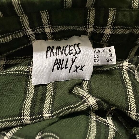 Princess Polly Exclusive Nora Shirt Plaid Forest Green Ladies Size US Size 2 - Picture 9 of 9